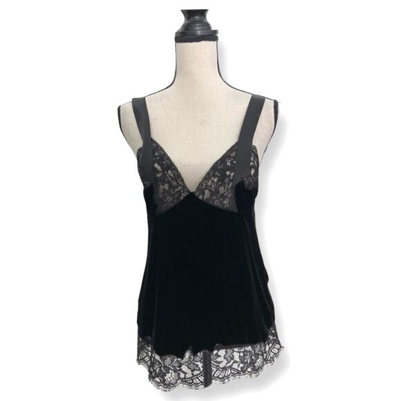 Givenchy black velour lace tank top size 40 - Picture 1 of 8
